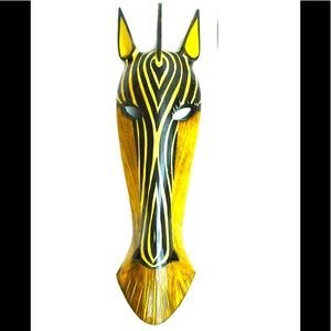 Jungle Zebra African Tribal Wall Decor Mask Wood Hand Carvings 22” Tall